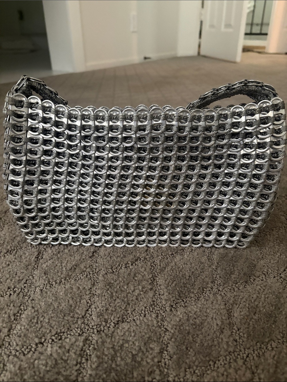 Woven Chain-Link Shoulder Bag in Silver, Escama Brazil - Picture 3 of 6
